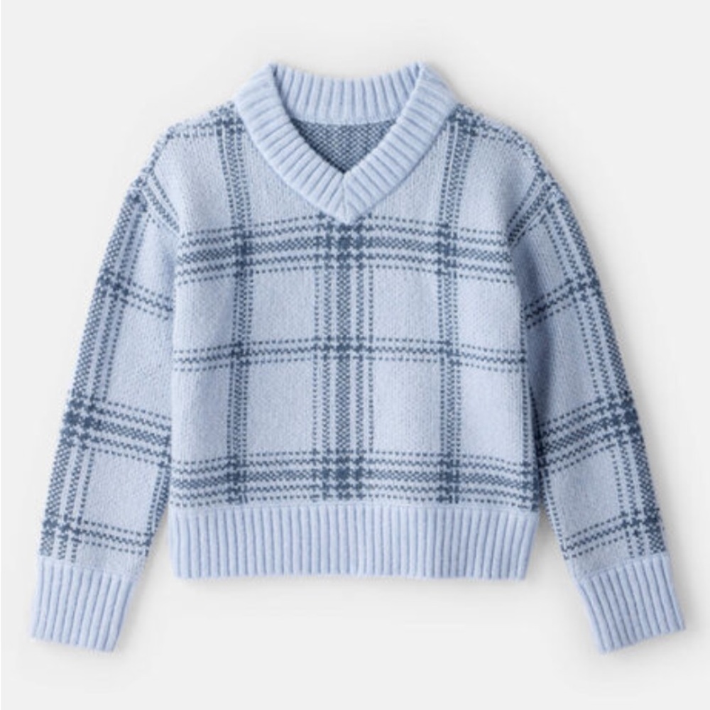 NEW Carter's Blue Plaid Girls Sweater Size 12